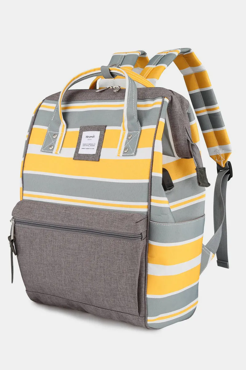 Striped Waterproof Backpack Bag Side Pockets