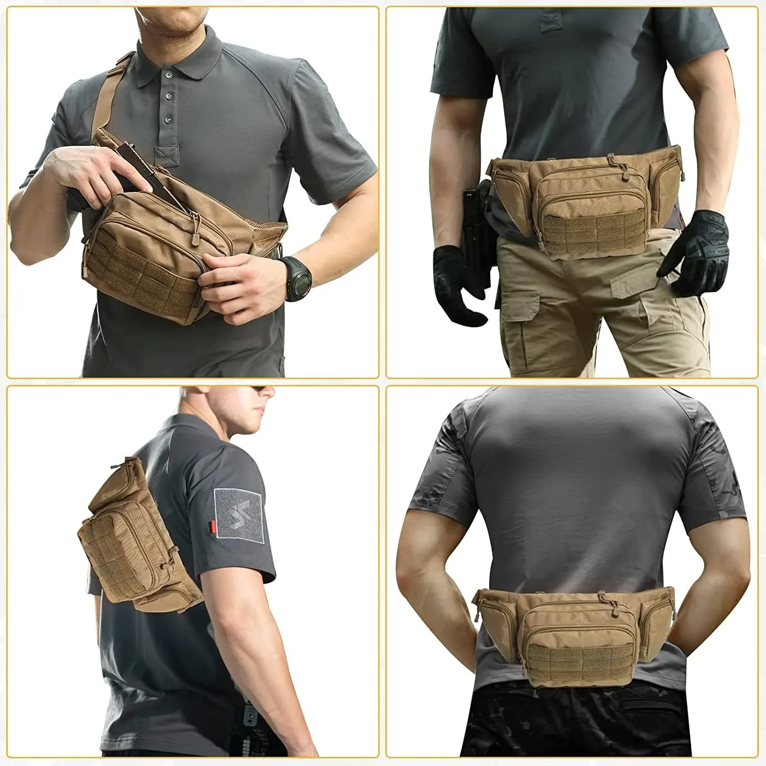 Tactical Military Portable Concealed Pistol Waist Bag