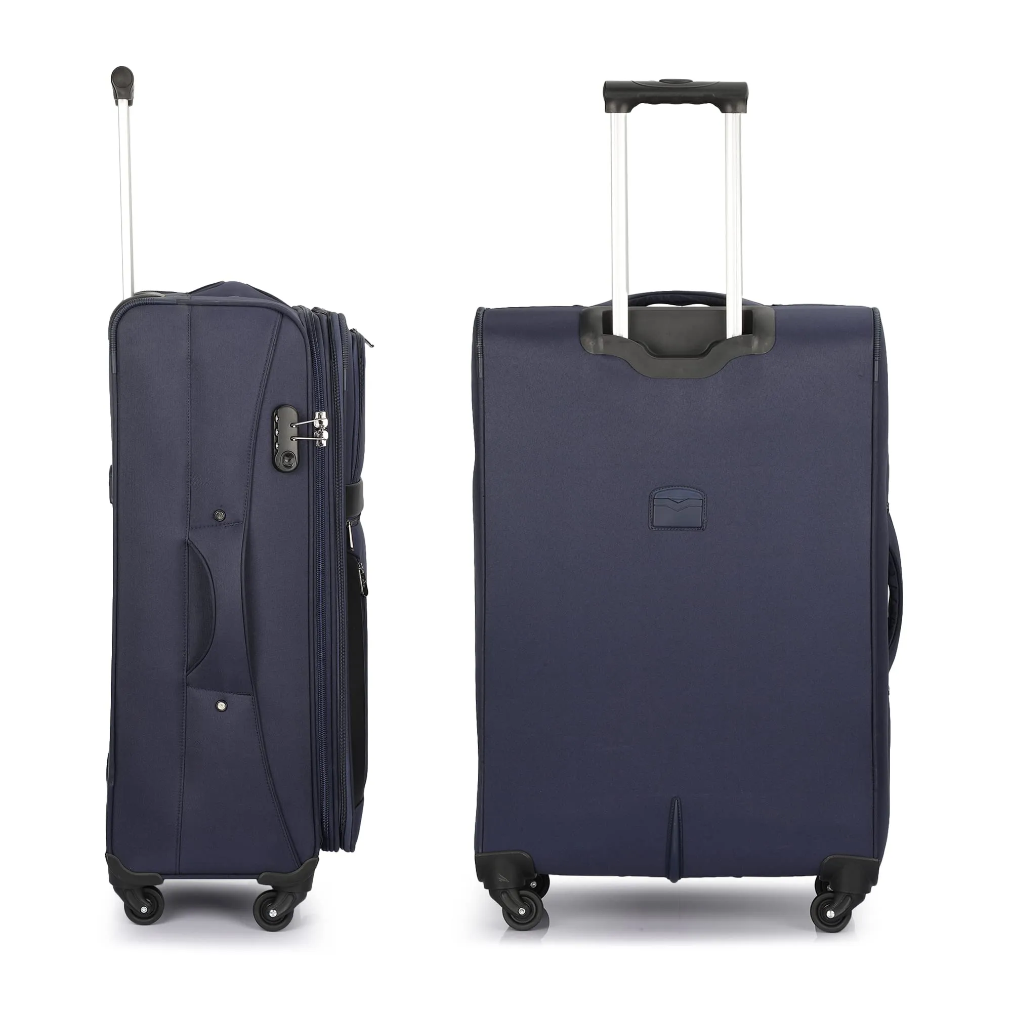 THE CLOWNFISH Combo of 2 Faramund Series Luggage Polyester Softsided Suitcases Four Wheel Trolley Bags - Navy Blue (76 cm, 56 cm)