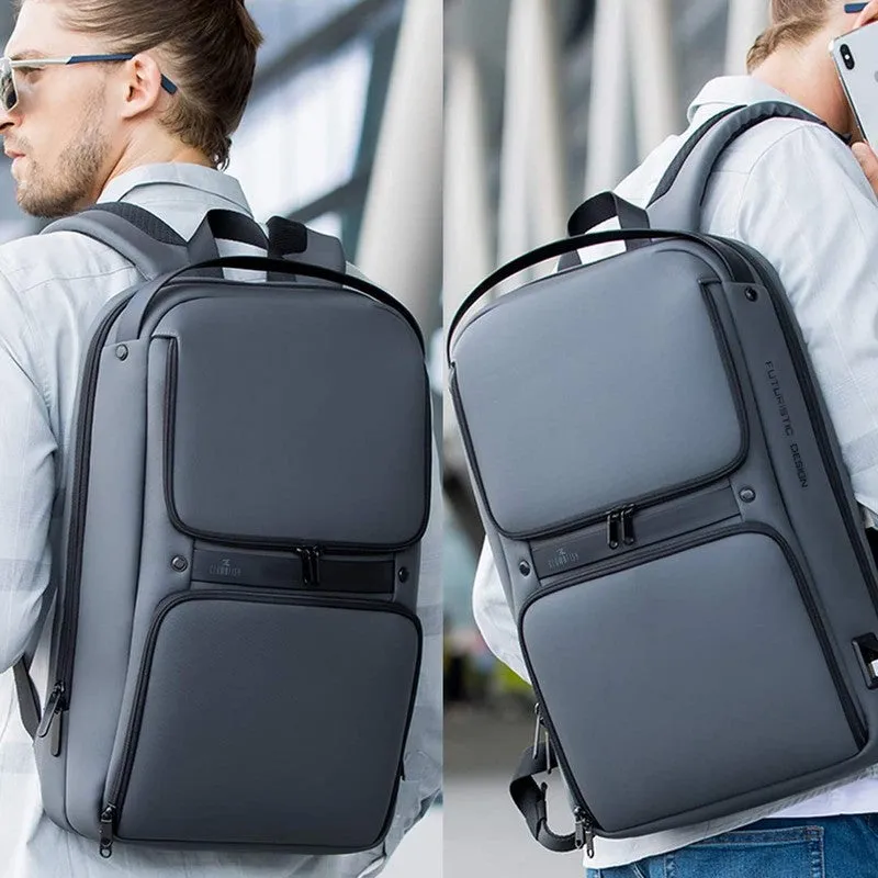 THE CLOWNFISH Laptop Backpack - Water Resistant, Anti-Theft | USB Charging Port | 18L | Grey