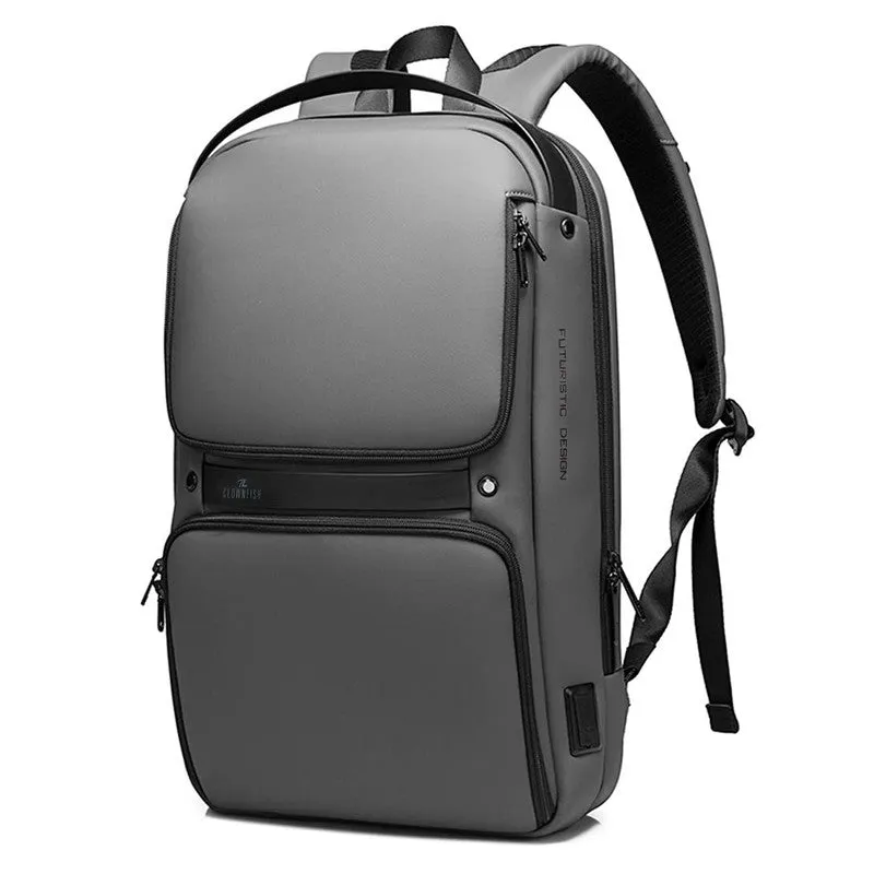 THE CLOWNFISH Laptop Backpack - Water Resistant, Anti-Theft | USB Charging Port | 18L | Grey