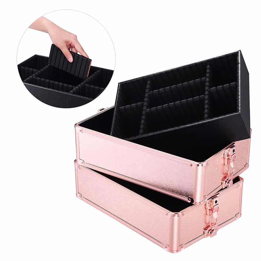 TheLAShop Rose Gold Rolling Makeup Case on Wheels Lockable 4 in 1