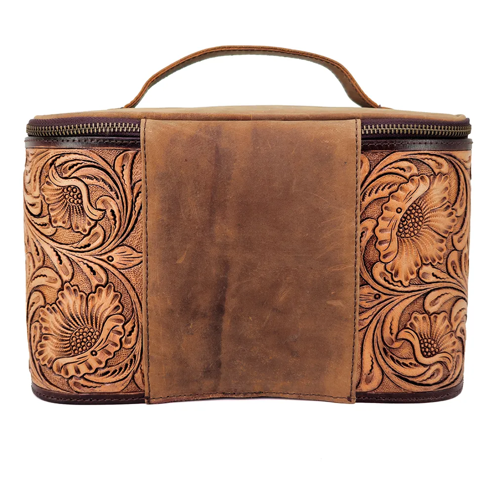 Tooled Leather Train Case