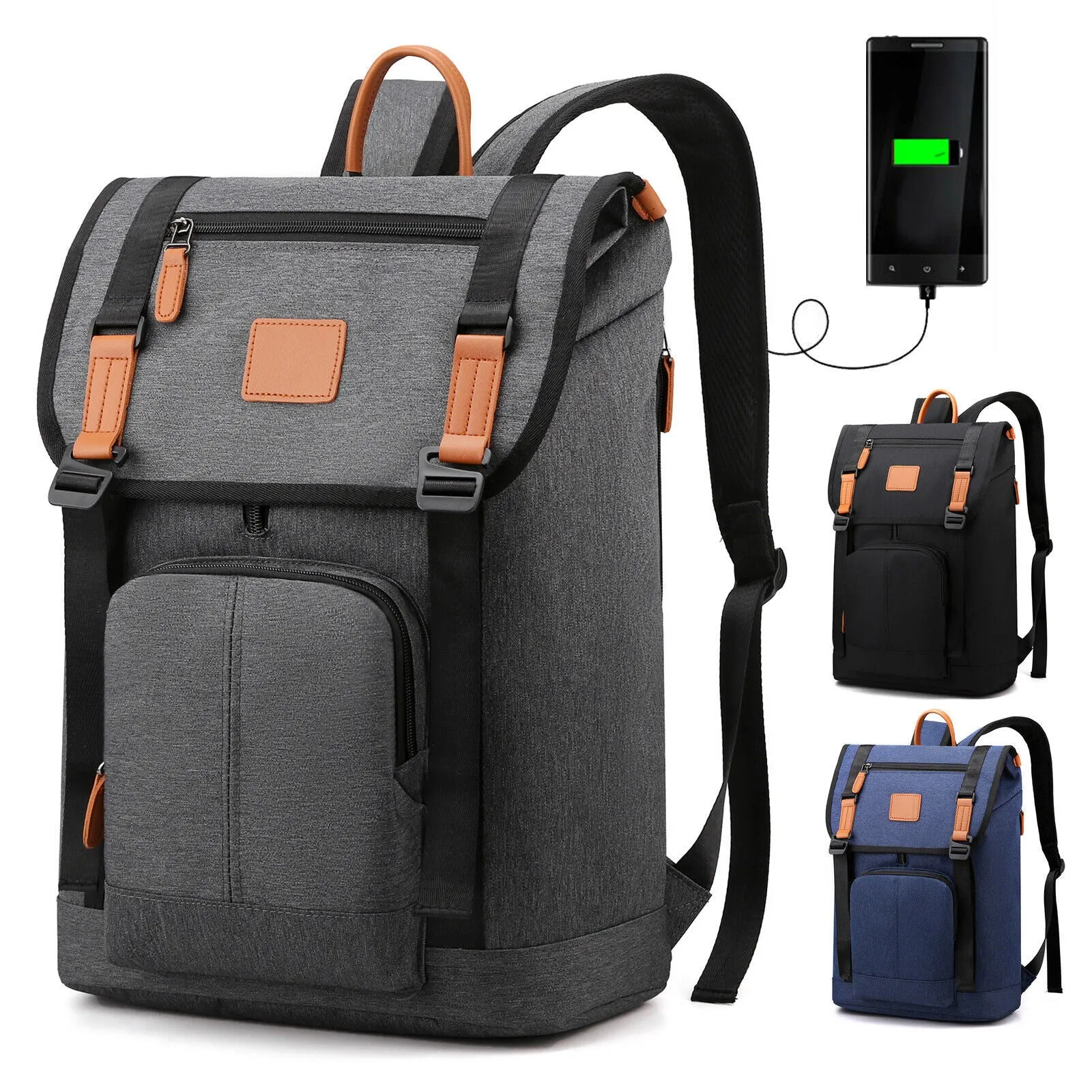 USB Port Anti-theft Rucksack Travel Bag