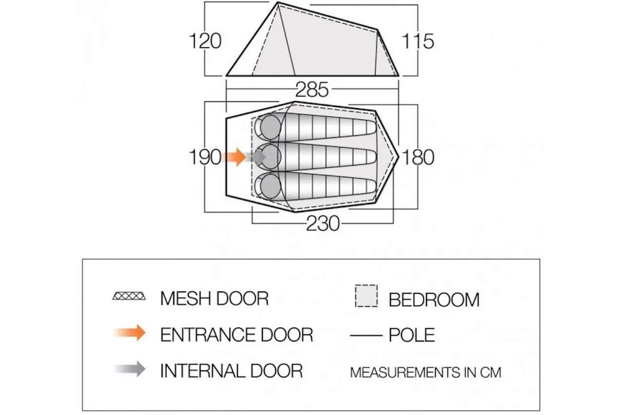 Vango Soul 300 Tent - 3 Person Tunnel Tent