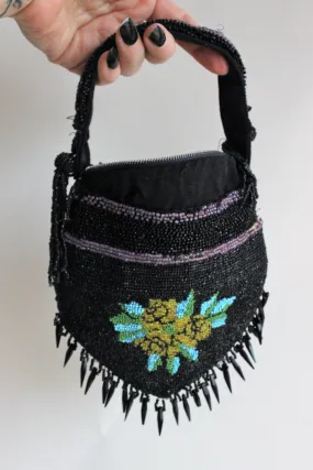 Vintage 1930s Black Beaded Purse