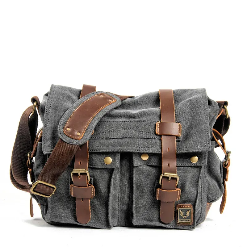 Vintage Canvas Leather Messenger Bag