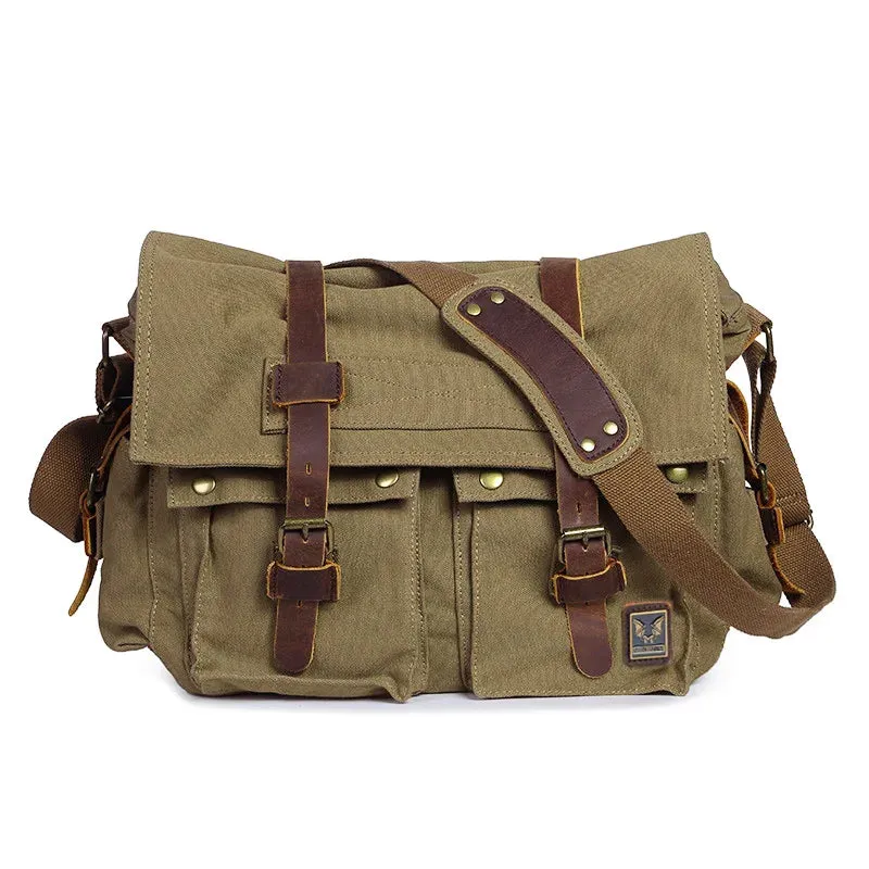 Vintage Canvas Leather Messenger Bag