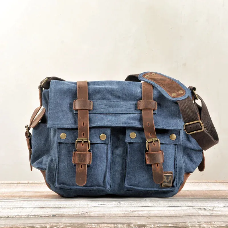 Vintage Canvas Leather Messenger Bag