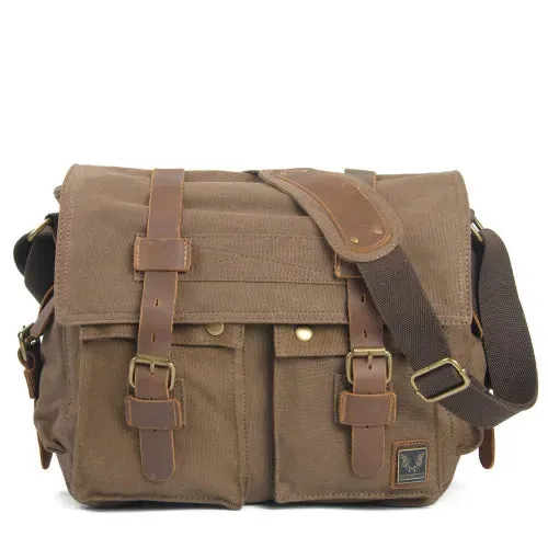 Vintage Canvas Leather Messenger Bag