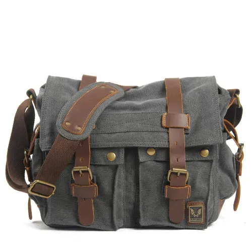 Vintage Canvas Leather Messenger Bag