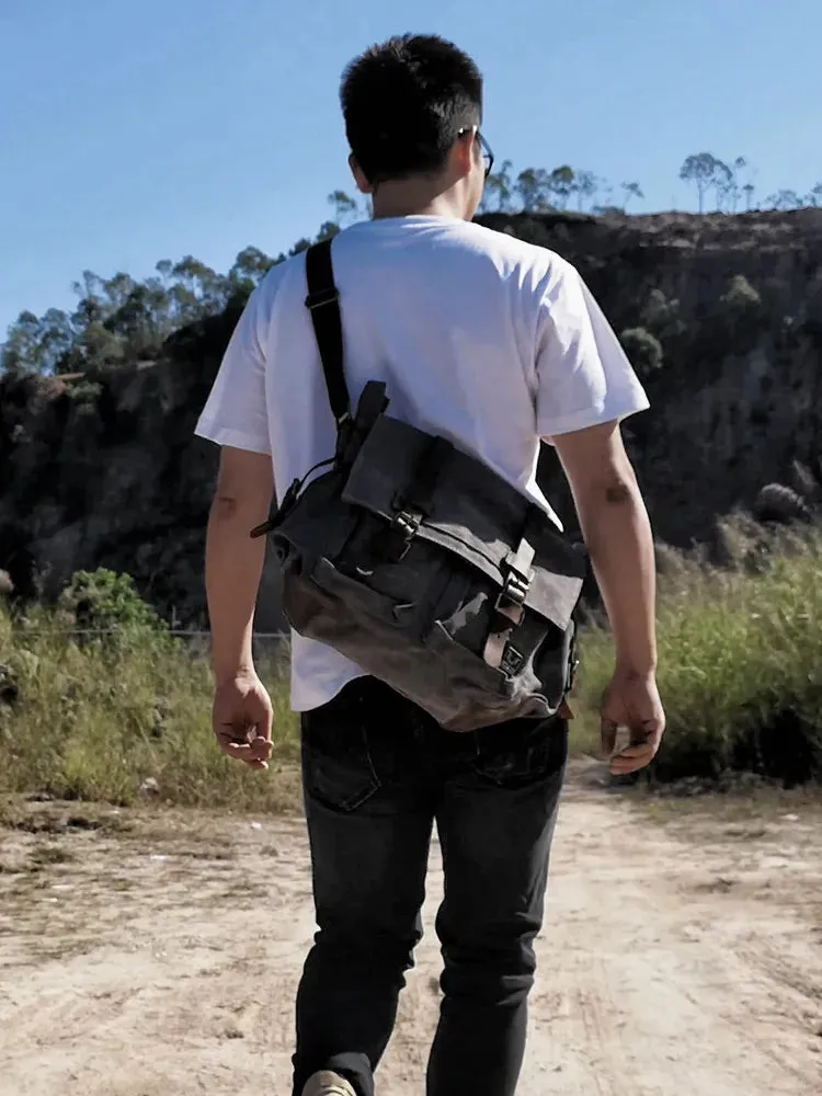 Vintage Canvas Leather Messenger Bag