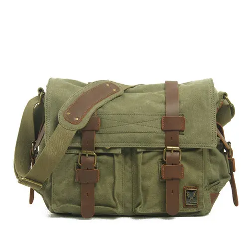 Vintage Canvas Leather Messenger Bag