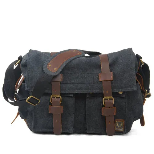 Vintage Canvas Leather Messenger Bag