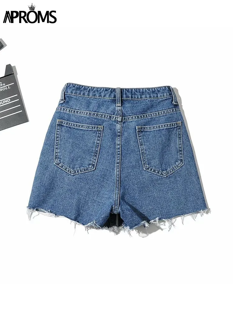 Vintage Style High Waist Denim Shorts for Women