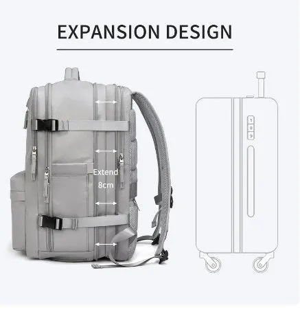 Women Travel Minimalist Backpack - Travel Backpack With USB Charging Port And Shoes Compartment