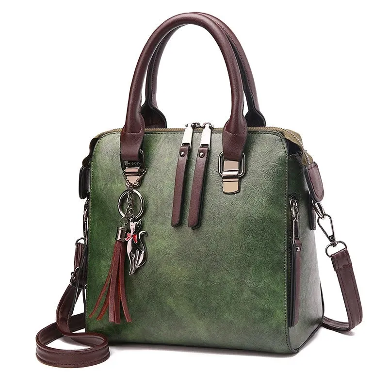 Women's Vintage Vegan Leather Medium Handbag