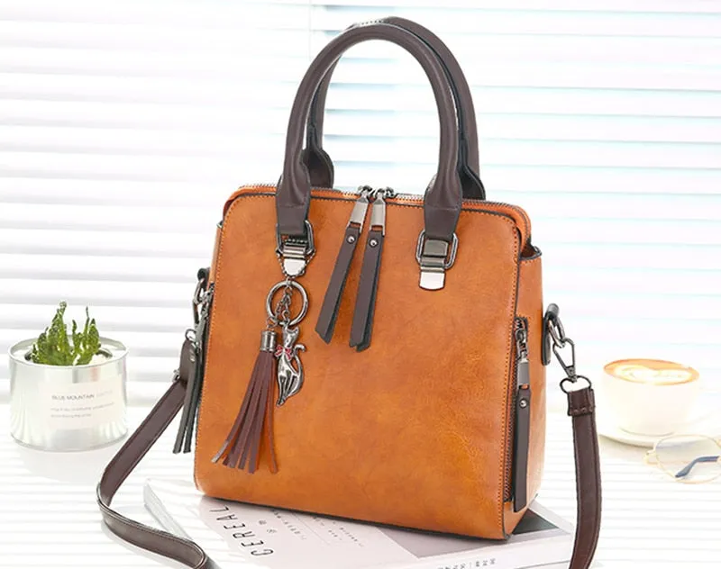 Women's Vintage Vegan Leather Medium Handbag