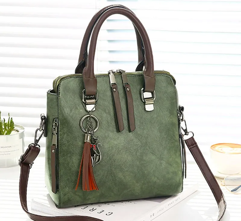 Women's Vintage Vegan Leather Medium Handbag