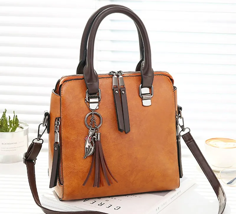 Women's Vintage Vegan Leather Medium Handbag