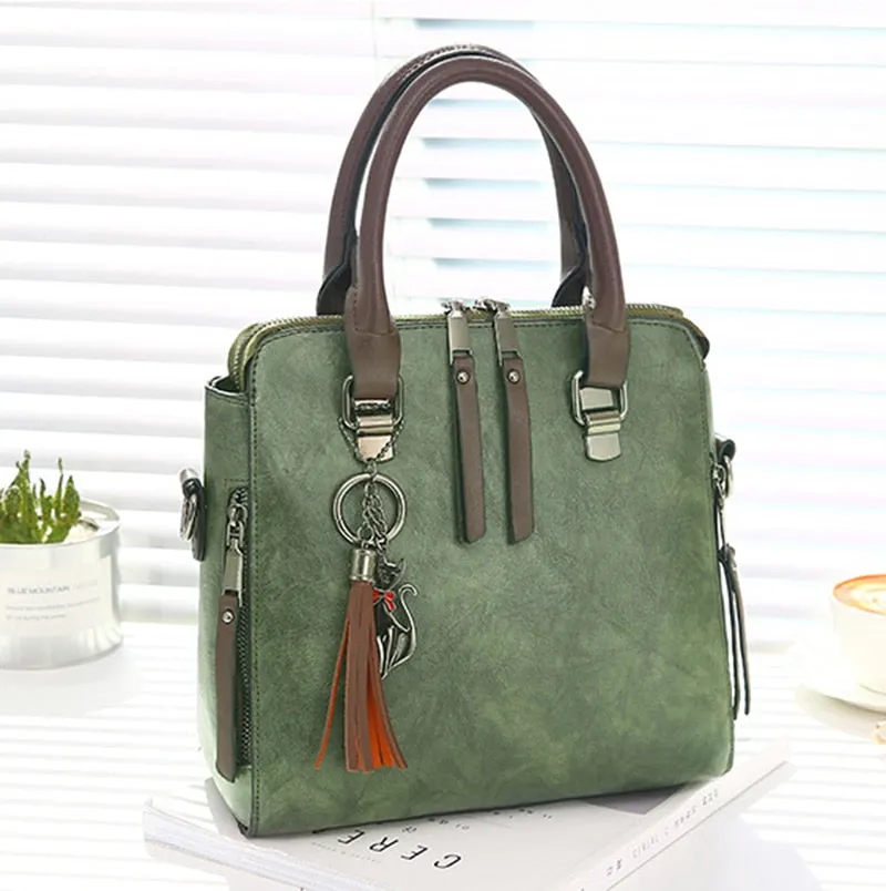 Women's Vintage Vegan Leather Medium Handbag