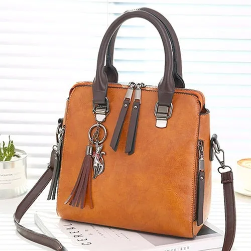 Women's Vintage Vegan Leather Medium Handbag