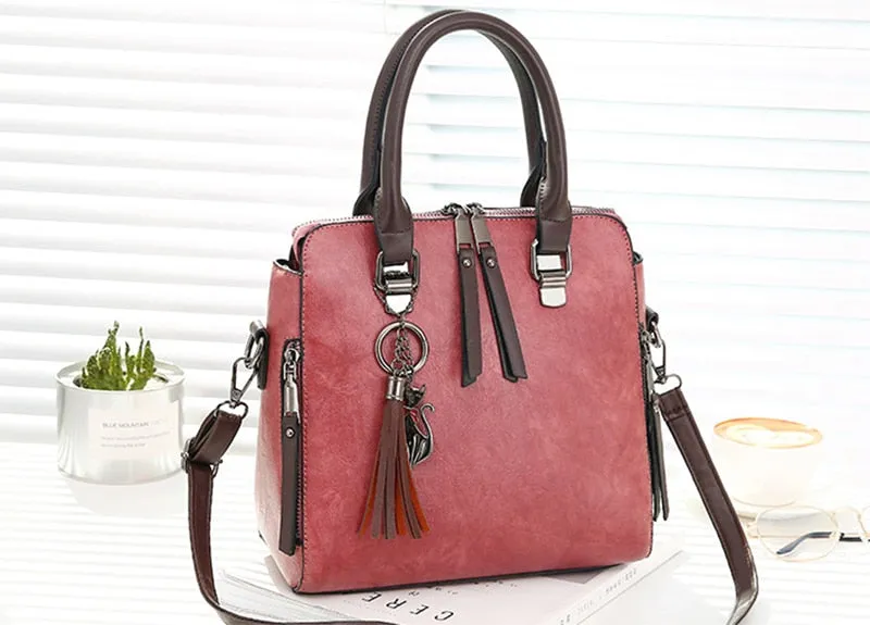 Women's Vintage Vegan Leather Medium Handbag