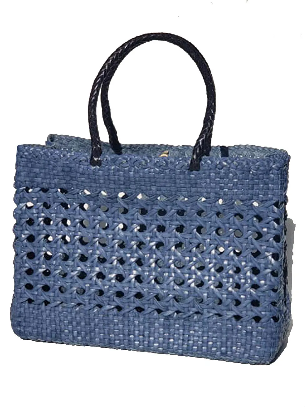 Woven Leather Medium Tote Bag Wicker