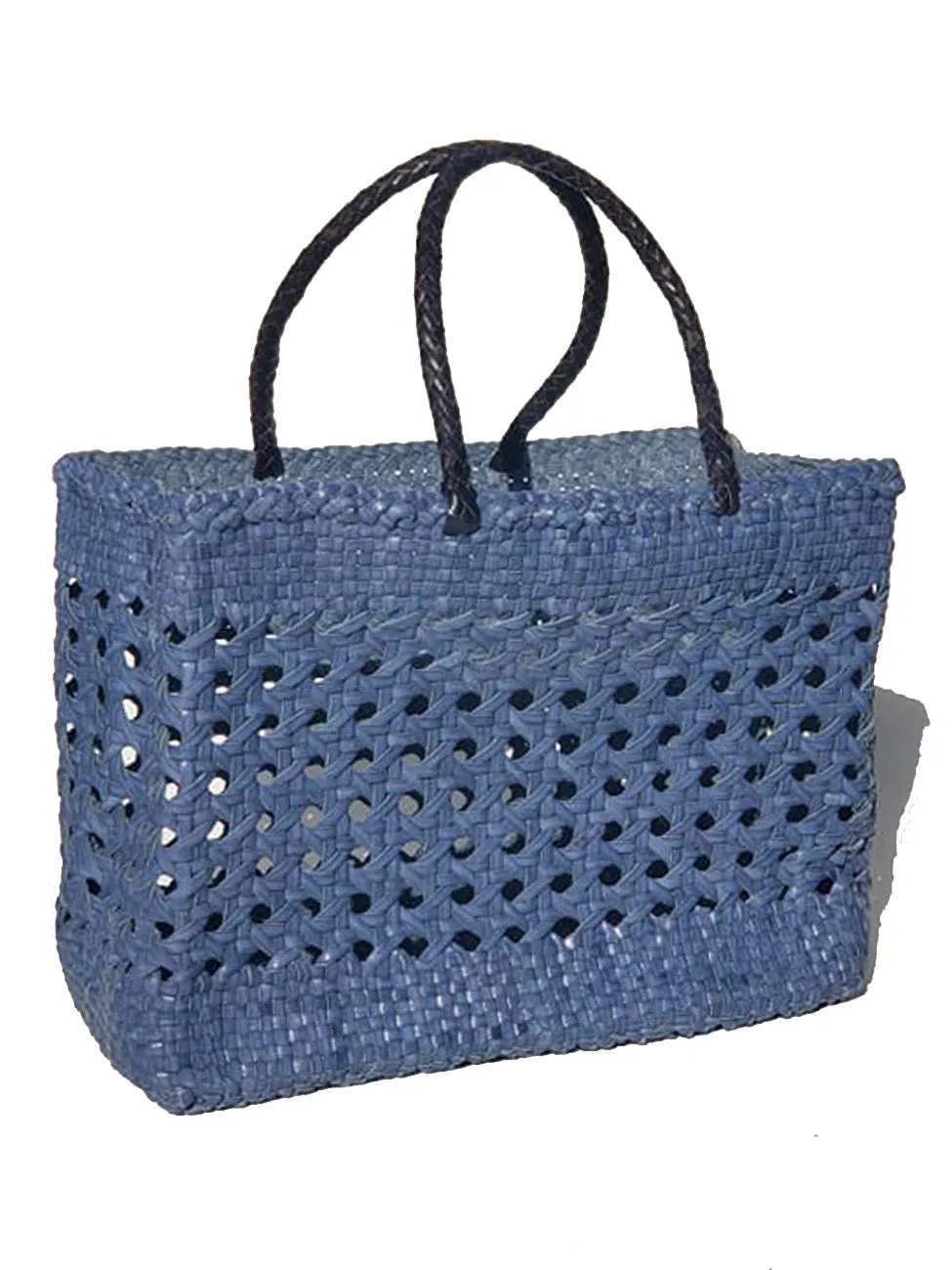 Woven Leather Medium Tote Bag Wicker