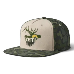 Yeti Sunrise Elk Flat Brim Hat - Tan/Green Camo