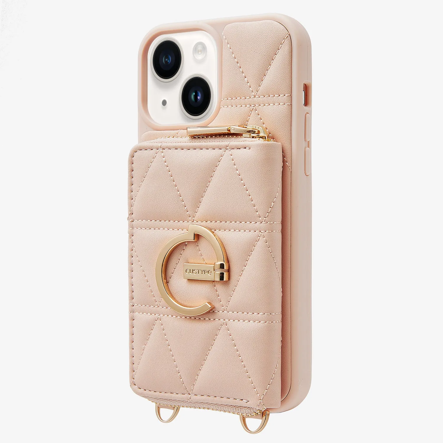 ZipPouch- E-stand Wallet Phone Case- Lychee Leather